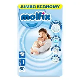 مولفيكس مقاس 1 حديث الولادة 60حفاضه