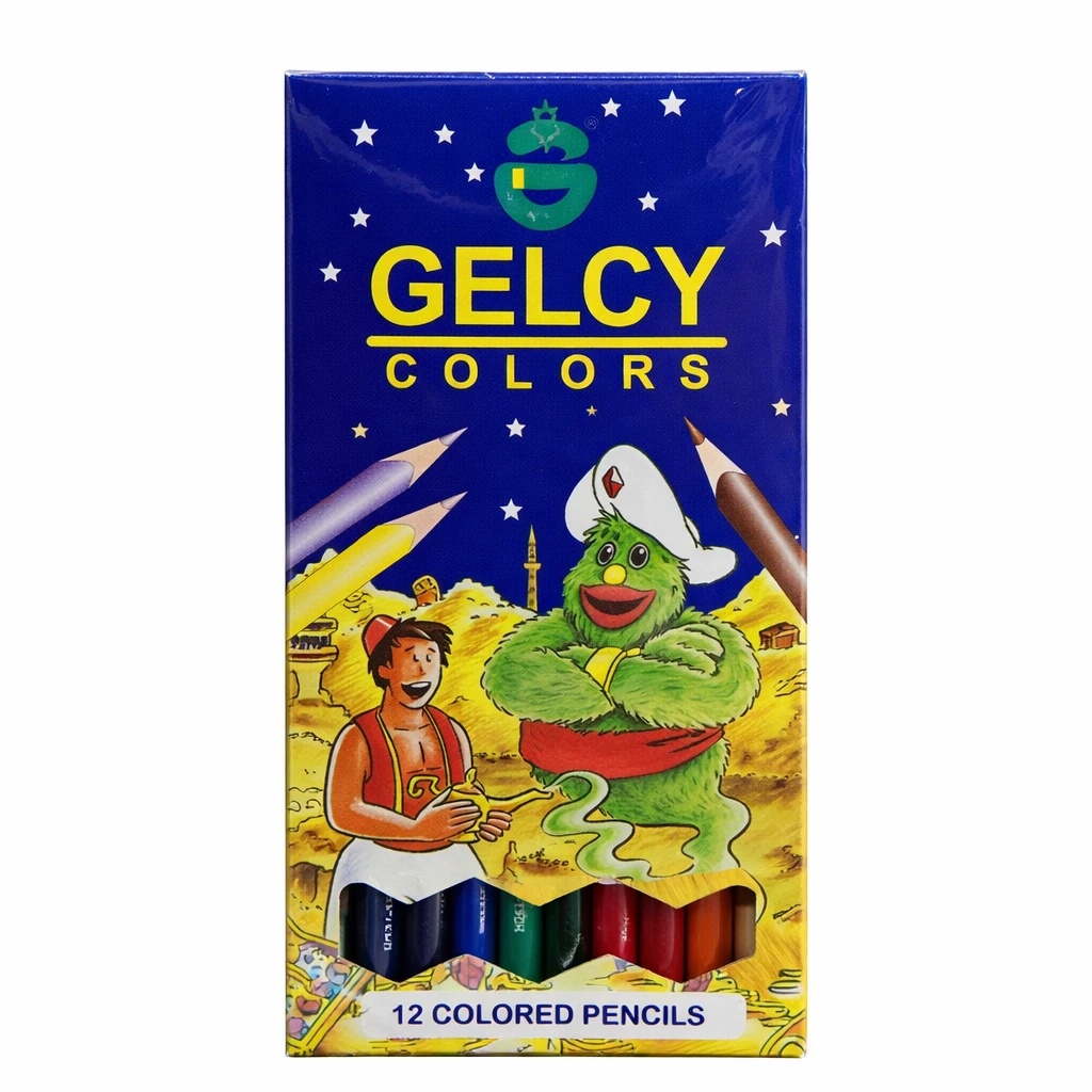 قلم جيلسى خشبية 12 لون طويل